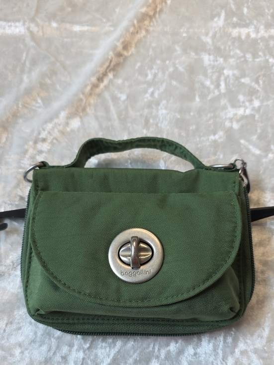 Baggallini Handbags - Baggallini Thyme Green Mini Turn-Lock Crossbody